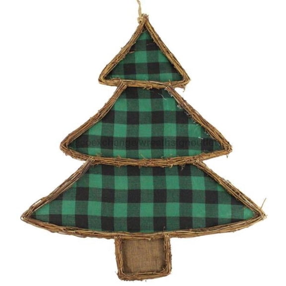22.5"H X 19"L Vine Check Tree Emerald/Black/Natural KG3046