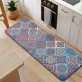 thumbnail image 5 of Red Floral Square Pattern Kitchen Rug Mat,Kitchen Runner Rugs Non Skid Washable,Decorative Kitchen Floor Mats for Kitchen,Sink,Laundry,17"x47.2", 5 of 7