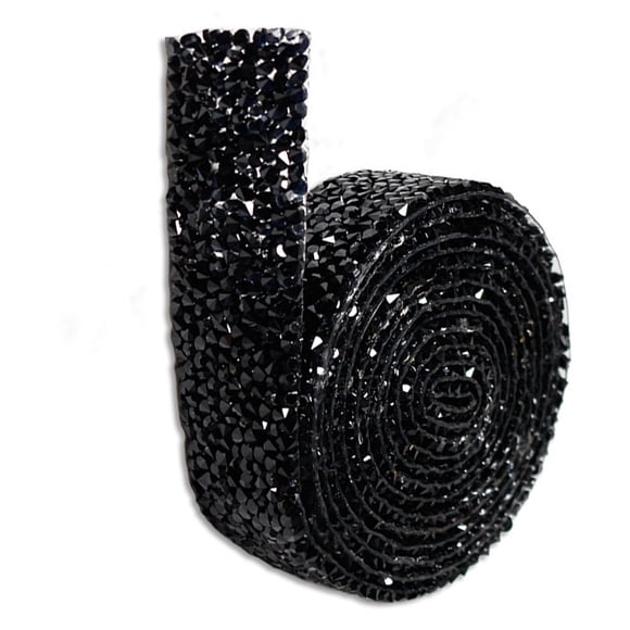 Yuarrent Pegatinas ostentosas, cadena de diamantes de imitación con purpurina, decoración de cristal de resina, apliques para manualidades, decoración Artesanía negro 1 1.5 cm de ancho Yuarrent HA059789-31