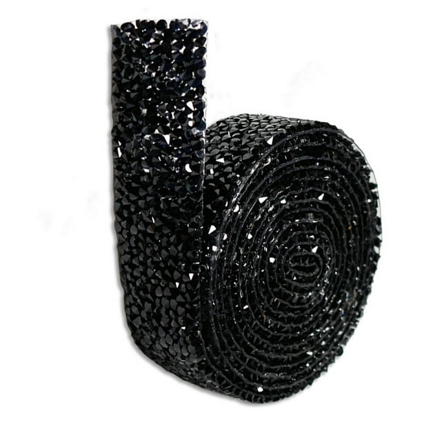 Yuarrent Pegatinas ostentosas, cadena de diamantes de imitación con purpurina, decoración de cristal de resina, apliques para manualidades, decoración Artesanía negro 1 1.5 cm de ancho Yuarrent HA059789-31