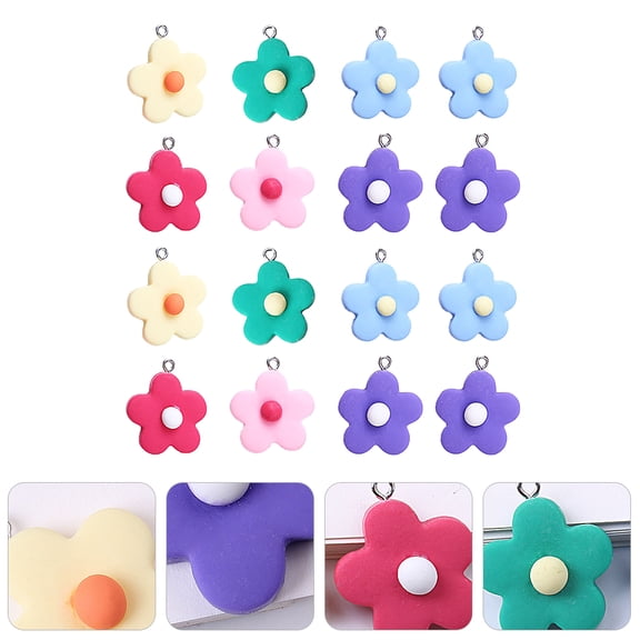 OUNONA Assorted Color Resin Flower Pendant Charms for DIY Jewelry Crafting 30 Pcs