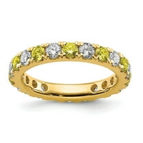 Auriga Fine Jewelry 14K Yellow Gold Lab Grown Diamond VS/SI GH & Cr Yellow Sapphire Eternity Band for Women Size 8.5