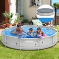 thumbnail image 2 of Costway Piscina elevada redonda con estructura de patio y cubierta de hierro gris, 2 of 2