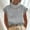 Gray women high neck linen blouse a1, variant on Women High Neck Short Sleeve Linen Blouse Embroidery Casual Tops Summer Boho Chic Shirts Vacation Fashion T-Shirts, Light Blue 2XL