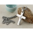 thumbnail image 4 of HZMAN Men's Stainless Steel Jesus Christ Crucifix Cross Lord's Prayer Pendant Necklace (Silver), 4 of 8