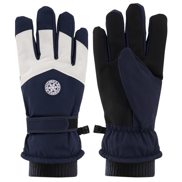 Guantes esquí Invierno Unisex Snowboard Cuero PU Antideslizante Pantalla táctil Impermeable M (-) azul blanco