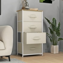 Uforic 4 Drawer Dresser Fabric Chest of Drawers Furniture Storage Organizer for Living Room,,Hallway, Cream White