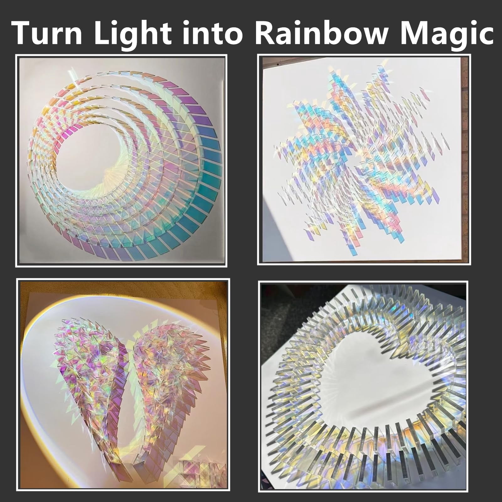 100pcs Mini Holographic Acrylic Blocks, 3/4" x 3/4" Iridescent Plexiglass Sheets for DIY Crafts, Rainbow Acrylic Tiles for Art Deco & Shadow Projects