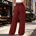 thumbnail image 4 of Noric Women's Cotton Loose-Fit Wide Leg Casual Pants with Elastic Smocked Waist Lounge Street Style Pants, 4 of 9