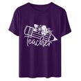 thumbnail image 3 of Hauts à Col Rond Amples pour Femmes Pull Décontracté pour la Journée des Enseignants Imprimé Mignon Manches Courtes T-Shirt, 3 of 5