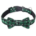 thumbnail image 1 of Laklulu Christmas Dog Collar Adjustable Snowflake Pattern Green with Bow Tie in 4 Sizes, 1 of 5