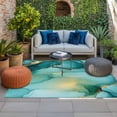 thumbnail image 2 of Teal Marble Outdoor Rug for Patio/Deck/Porch, Non-Slip Large Area Rug 5 x 7 Ft, Abstract Modern Ink Painting Art Indoor Outdoor Rugs Washable Area Rugs, Reversible Camping Rug Carpet Runner, 2 of 8