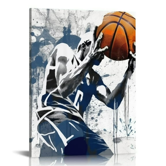 COMIO Sports Canvas Prints Wall Decor - Basketball Sports Art Wall Decor For Boys Men Bedroom Home Office Wall Decor Kids Playroom Nursery Room Wall Framed 12x16