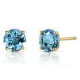 thumbnail image 1 of Bonjour Jewelers 10k Yellow Gold Plated 4 Carat Round Created Blue Topaz Sapphire Stud Earrings, 1 of 1