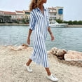 thumbnail image 5 of IUYRTFE Women's Striped Button Down Shirt Dress Long Sleeve Collared Maxi Dress with Pockets Loose Fit Casual Long Gown, 5 of 7