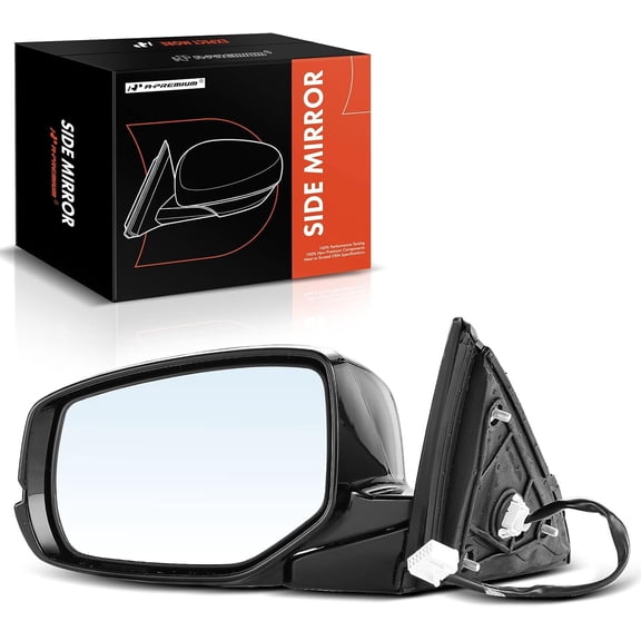 A-Premium Driver Side Power Door Mirror - Compatible with Honda Accord 2013-2017 - Heated Manual Folding Outside Rear View Mirror with Turn Signal Black (Paint To Match)