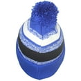 thumbnail image 3 of Best Winter Hats Quality Variegated Stripe Solid Cuff Beanie W/Large Pom - Royal Blue/Black, 3 of 4