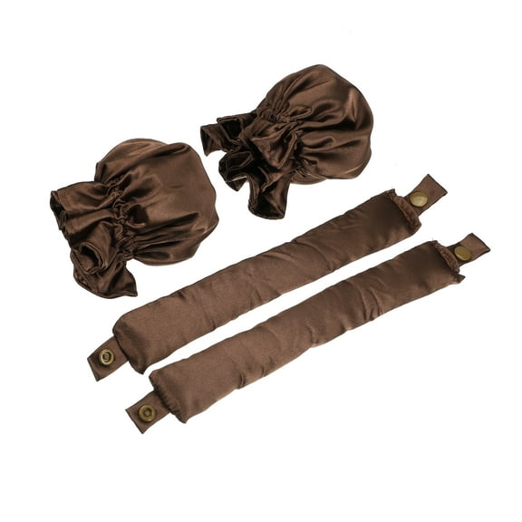Vocoste 4 Pcs Heatless Hair Curler Satin Heatless Curling Rod Headband with Hair Cap Set for All Hair Types Brown