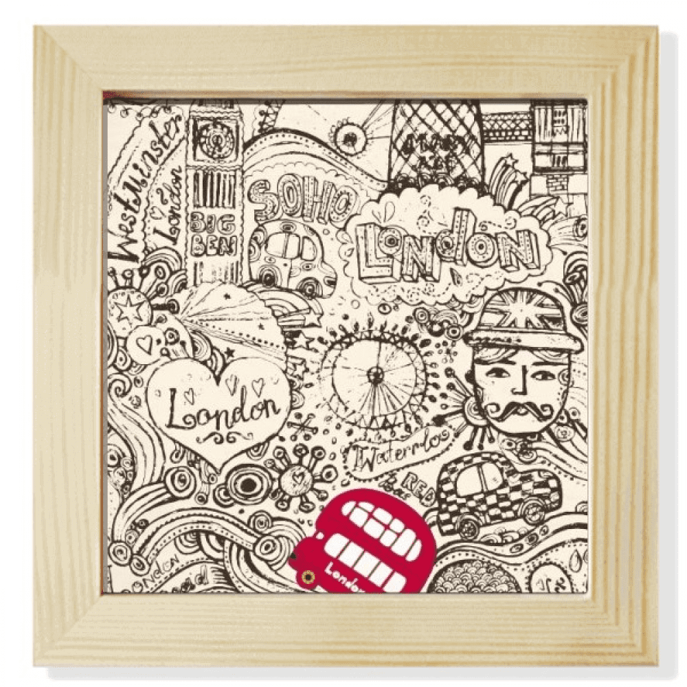 British Bus London Eyes Big Ben UK Square Picture Frame Wall Tabletop Display