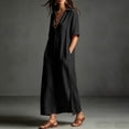thumbnail image 4 of Bxsruta Womens Maxi Shirt Dress Casual Collared V Neck Short Sleeve Flowy Long Dresses with Pockets, 4 of 8