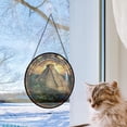 thumbnail image 5 of ChichÃ©n ItzÃ¡ Mexico Suncatcher Stained Glass Window Hanging Handmade Stained Glass Suncatchers Metal Chain Outdoor Garden Decor Gift for Women Christmas Thanksgiving, Stained, 5 of 6