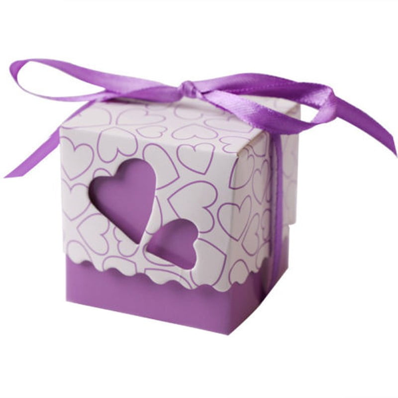 10pcs Laser Cut Love Heart Shape Candy Gift Boxes Paper Wedding Sweets Box Bags 