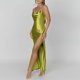 thumbnail image 4 of Vestido Suspendido Vestido de tirantes de mujer sin espalda elegante sexy delgado vestido largo dividido (verde S) Cgtredaw para Mujer Verde T S, 4 of 9