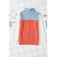 thumbnail image 2 of ABPHQTO Top de mujer de manga larga color block con botones naranja, 2 of 5