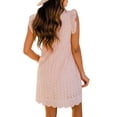 thumbnail image 5 of KOMOO Oversize Women Lace Hollow Loose Dress Ruffle Sleeves Mini Dress A-Line Swing Dress with Lined Shorts, 5 of 6