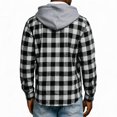thumbnail image 2 of Dweltoz Men's Plaid Flannel Hoodie Shirt Fashion Casual Long Sleeve Button Up Jacket with Pocket Fall to Winter,White S, 2 of 5
