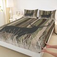 thumbnail image 4 of Castle Fairy Minimalist Forest Deer Silhouette Queen Sheets 4 Pieces for Teens,Abstract Tree Branches Queen Sheet Sets,Green Brown Cream,1 Fitted Sheet, 1 Flat Sheet and 2 Pillowcases, 4 of 6