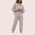 thumbnail image 3 of FAIWAD Women's 2 Piece Outfits Sweater Sets Long Sleeve Button Knit Cardigan and Pants Teen Girls Lounge Set, 3 of 8