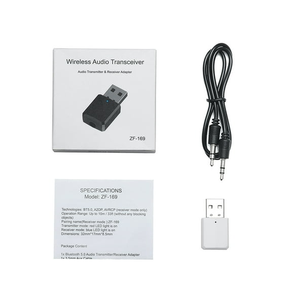 Mistaha ZF-169 Bluetooth Receiver Transmitter Wireless Audio Adapter Bluetooth 5.0 with AUX Out for Headphone