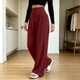 thumbnail image 5 of VBVC Women's High V-Waist Pleated Yoga Pants , Wide Leg Trousers For Women , Ladies' Stretchy Lounge Bottoms with Pockets, S-2XL, 5 of 8