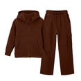 thumbnail image 6 of Xyant Boys Girls Athletic Sweatsuit 2 Pieces Full Zip Hoodie Wide Leg Pants Tracksuit Fall Winter Back to School Clothes,Size 13-14 Years, 6 of 6