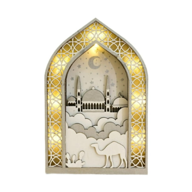 Decoración de madera para Ramadán, regalo árabe decorativo para amigos, adorno para Eid Mubarak Estilo B