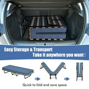Costway Portable Folding Bed with Memory Foam Mattress Rollaway Cot Navy Made in Italy