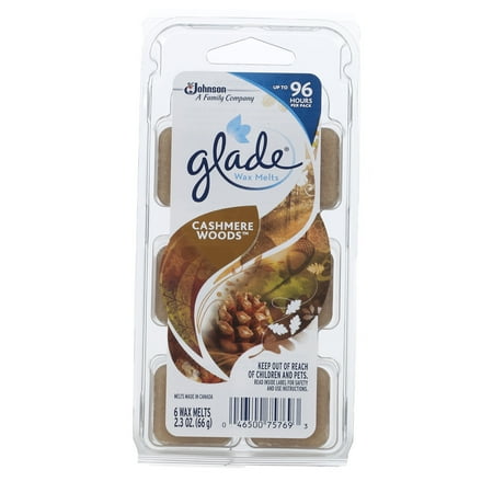 Glade Wax Melts, Cashmere Woods, 2.3 Oz. (Pack of 6)