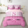 thumbnail image 2 of Manfei Letter Monogrammed Initial S Girl 7-Piece Twin Bedding Sets,Kawaii Bow Butterfly Bedding Comforter Set,Bling Pink Glitter Breathable Sheet Sets,Lightweight Room Decor,Reversible, 2 of 8