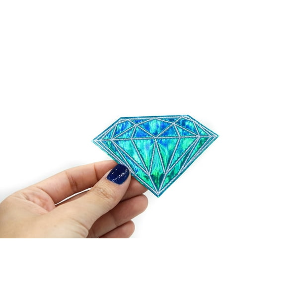 Blue Diamond Holographic Embroidered Patch