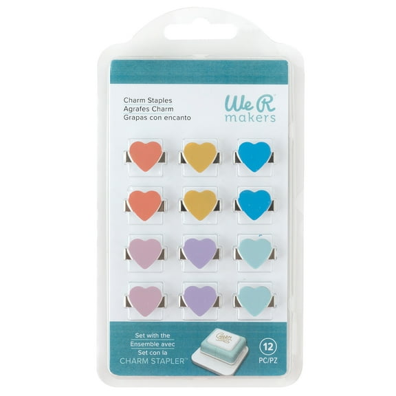 We R Charm Stapler Charm 12/Pkg-Multicolor Heart