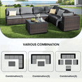 thumbnail image 5 of TANGJEAMER 7 Piece Patio Furniture Set, All Weather Outdoor Sectional PE Rattan, Patio Conversation Sets with Cushions and Glass Coffee Table for Garden Lawn Balcony Porch Deck, Grey, 5 of 6