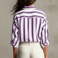 thumbnail image 5 of IMENGL Long Sleeve Shirts for Women Casual Striped V Neck Loose Fit Blouses Collared Clothes T-Shirt Soft Women's Basic Tee Long Sleeve Tops,Purple, 5 of 6