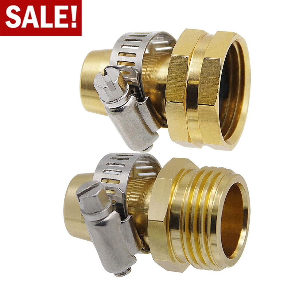 Brass Garden Hose Repair Connector with Clamps, Garden Hose Fitting Fit 5/8" And 3/4" Water Hose End Mender, Quick Connect Garden Hose Fittings, Garden Hose Quick Disconnect,10 Set