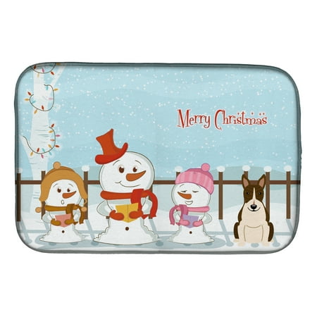 

Merry Christmas Carolers Bull Terrier Dark Brindle Dish Drying Mat