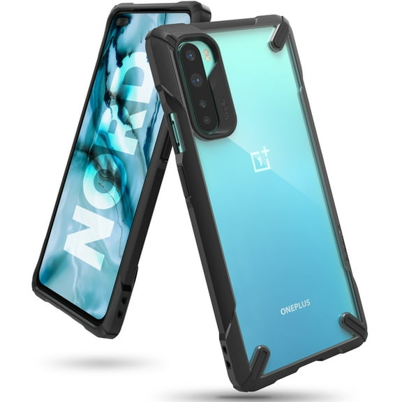 Ringke Fusion-X Case Compatible with OnePlus Nord, Transparent Hard Back Shockproof Advanced Bumper Cover - Black
