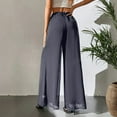 thumbnail image 4 of Women's Straight Pants Fashion Casual Pants, Chiffon Wide Leg Pants Loose Long Trousers for Women, Flowy Dress Pants, Office Casual Wear,Gray,XL, 4 of 6