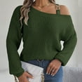 thumbnail image 2 of Arlun Women's Sweater Fashion Metal Buckle Strap Cold Shoulder Long Sleeves Cable Knit Sweaters Solid Color Ribbed Comfortable Pullover Knitwear Tops Green M, 2 of 5