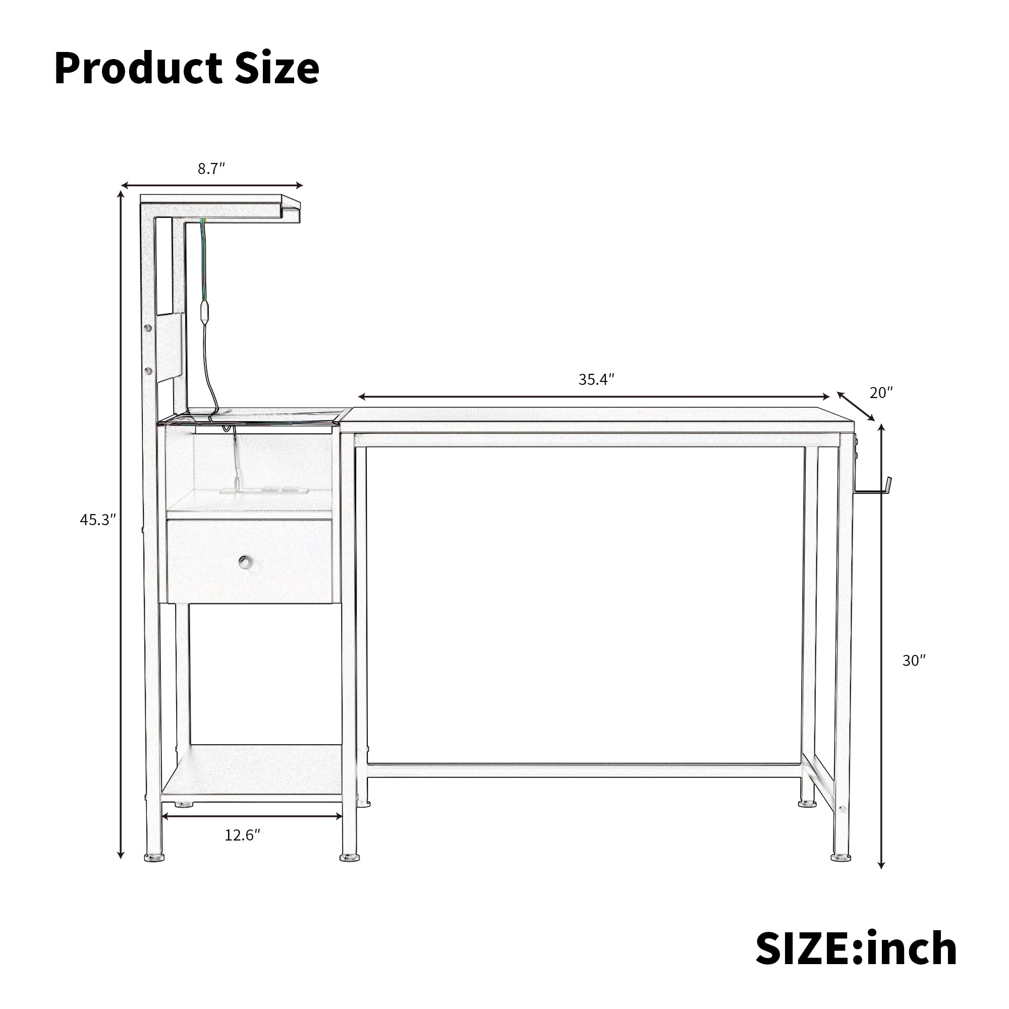 L-Shaped Gaming Desk with Power Outlet & Storage Shelves,Computer Desk Writing Desk with USB Ports Charging Station Workstation for Home Office,Brown
