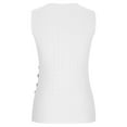 thumbnail image 4 of Timegard Womens Tank Tops Eyelet Deep V Neck Side Ruched Button Slim Comfy Sleeveless Tops Summer Beach, 4 of 6